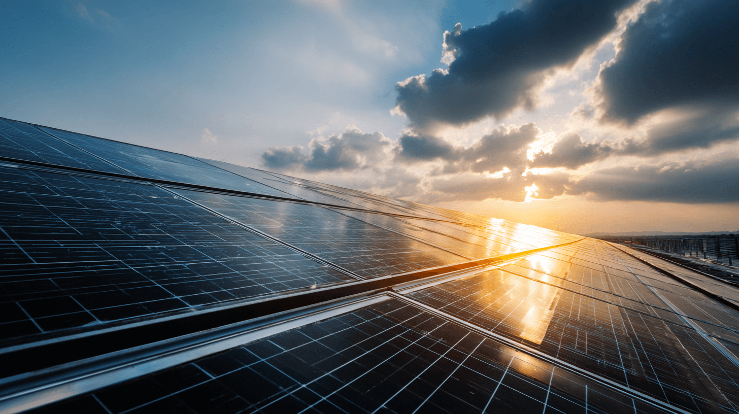 Zonnepanelen op dak met zachte achtergrond