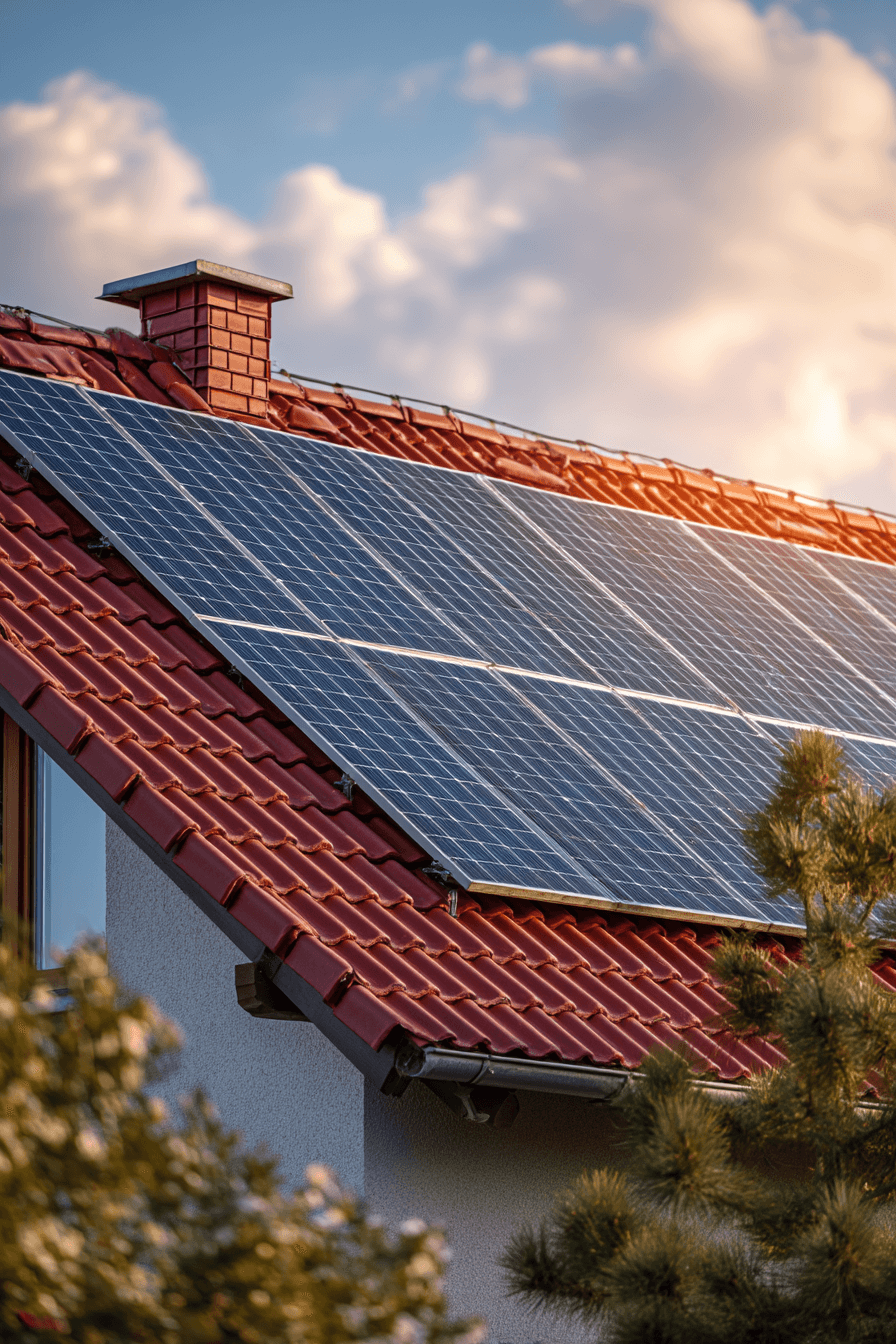 Close-up van zonnepanelen op dak - detail weergave van zonnecellen