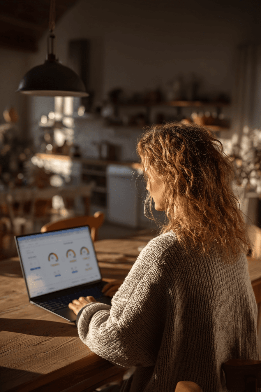 Persoon in comfortabele woning met isolatie